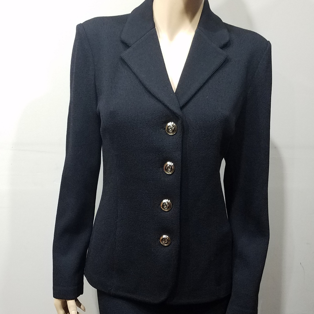 ST JOHN BASICS Black Skirt Suit